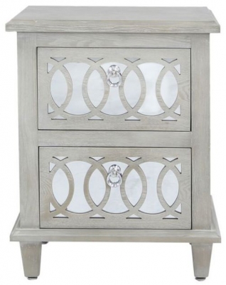 Melville Natural Mirrored Bedside Cabinet