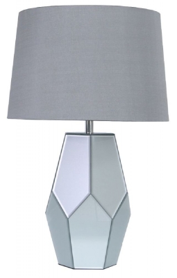 Grey Mirrored Table Lamp with Silver Shade