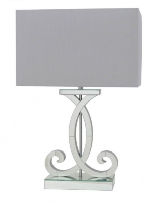 Hera Clear Mirrored Table Lamp with Grey Shade