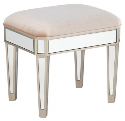 Becca Champagne Faux Velvet Mirrored Stool