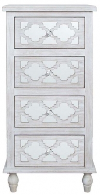 Hampton Beach Mirrored 4 Drawer Slim Chest