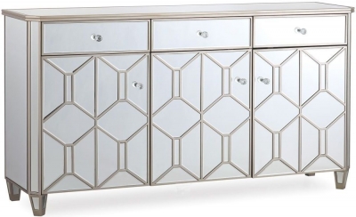 Vida Living Rosa Geometric Mirrored 3 Door 3 Drawer Sideboard