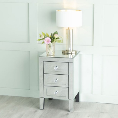 Valencia Mirrored 3 Drawer Bedside Cabinet