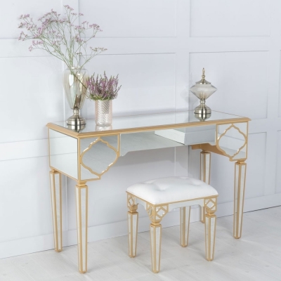 Marrakech Mirrored Dressing Table with Gold Trim