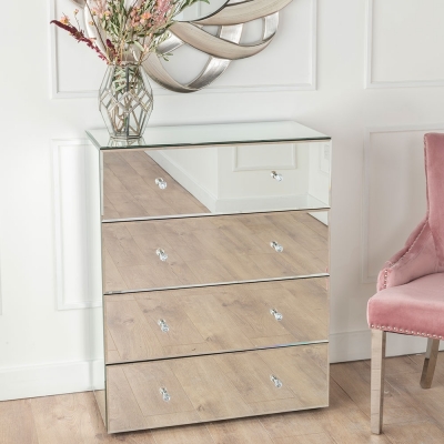 Francesca Mirrored 4 Drawer Chest
