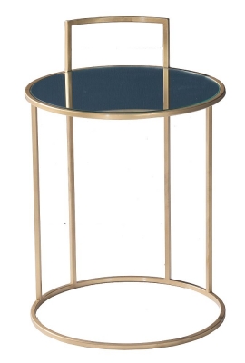 Torrance Glass and Gold Round Side Table