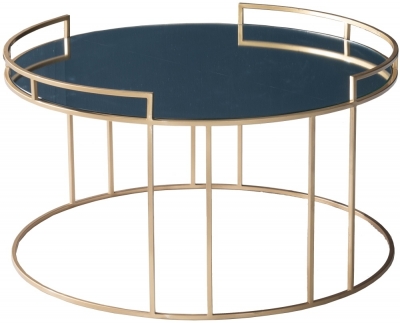 Torrance Glass and Gold Round Coffee Table