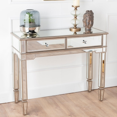 Versailles Mirrored Console Table with Champagne Trim