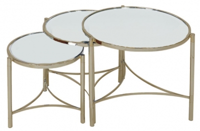 Mindy Brownes Brookville Brass Mirrored Nest of 3 Tables