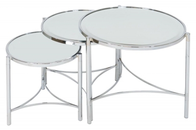 Mindy Brownes Brookville Silver Mirrored Nest of 3 Tables
