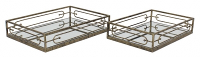 Mindy Brownes Estela Antique Gold Mirrored Trays (Set of 2)