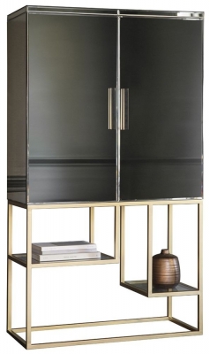 Newport Black Mirrored Cocktail Cabinet