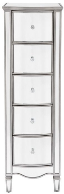 Birlea Elysee Mirrored 5 Drawer Narrow Chest